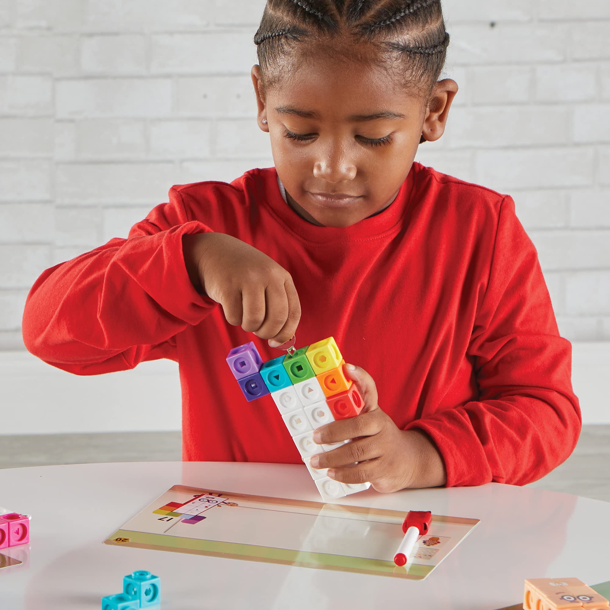hand2mind Numberblocks child building characters to encourage hands-on math play