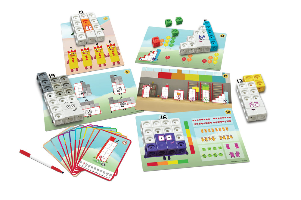 hand2mind Numberblocks cubes next to ruler showing scale for classroom use