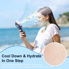 HandFan royal blue texture and controls showing one-touch button design for secure use