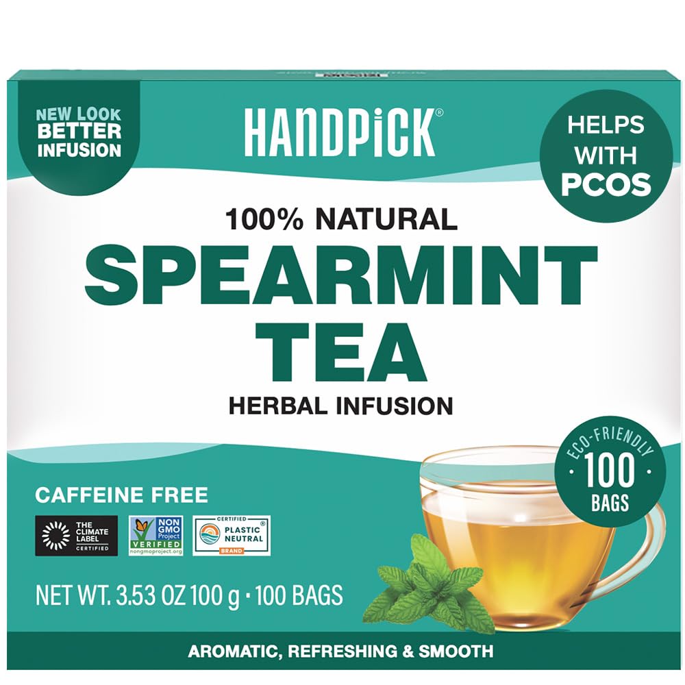 HANDPICK front packaging showing 100 tea bags and eco benefits