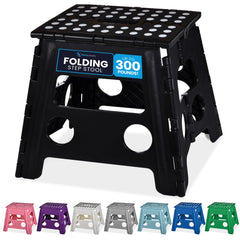 Handy Laundry front view of black 13-inch stool showing stability and compact design