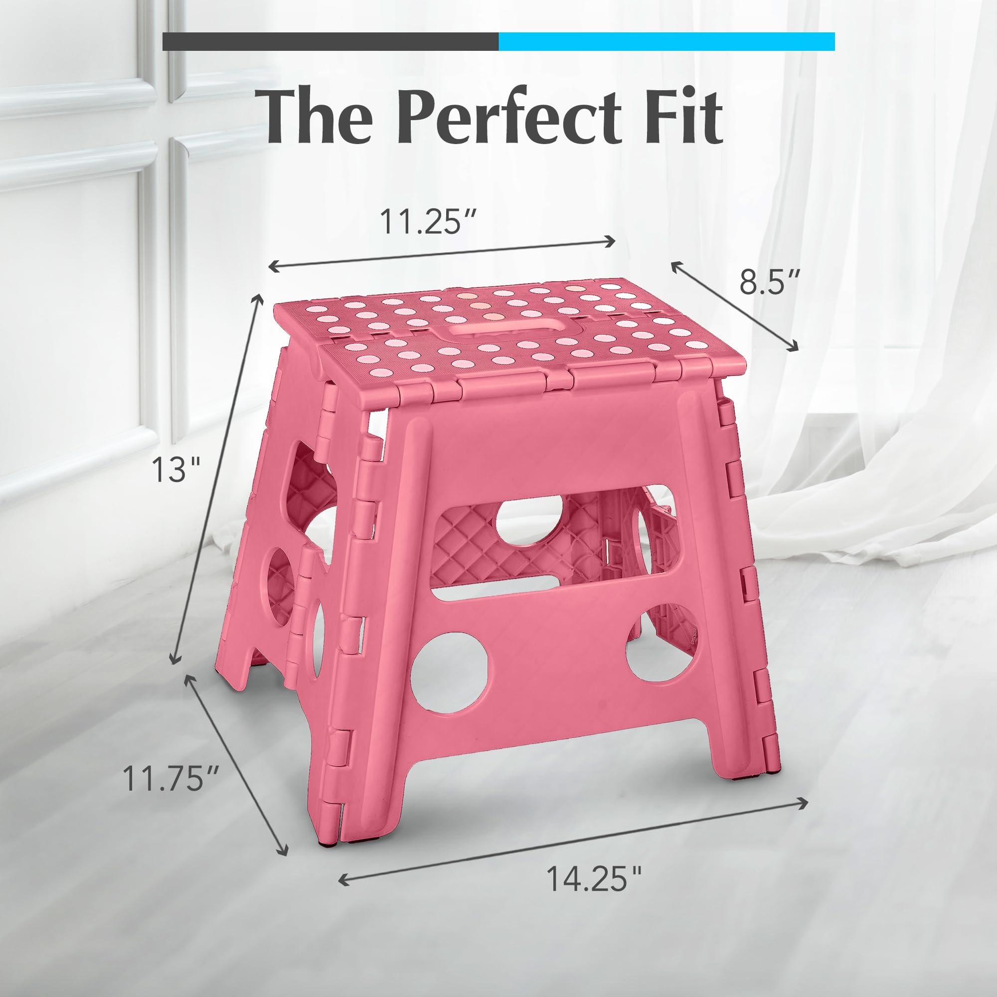 Handy Laundry stool in use reaching a high cabinet for safer access