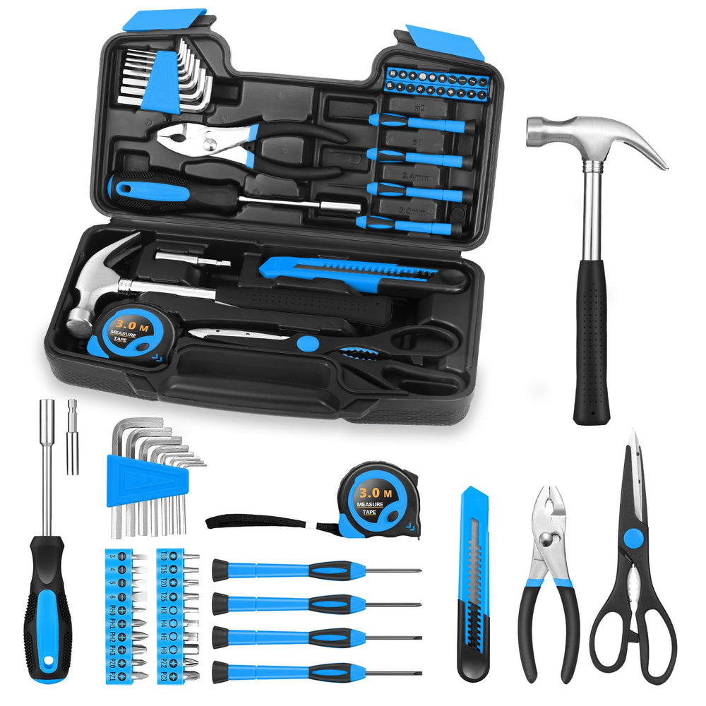 HANGYING front packaging shot showing compact blue toolbox and contents benefit quick storage