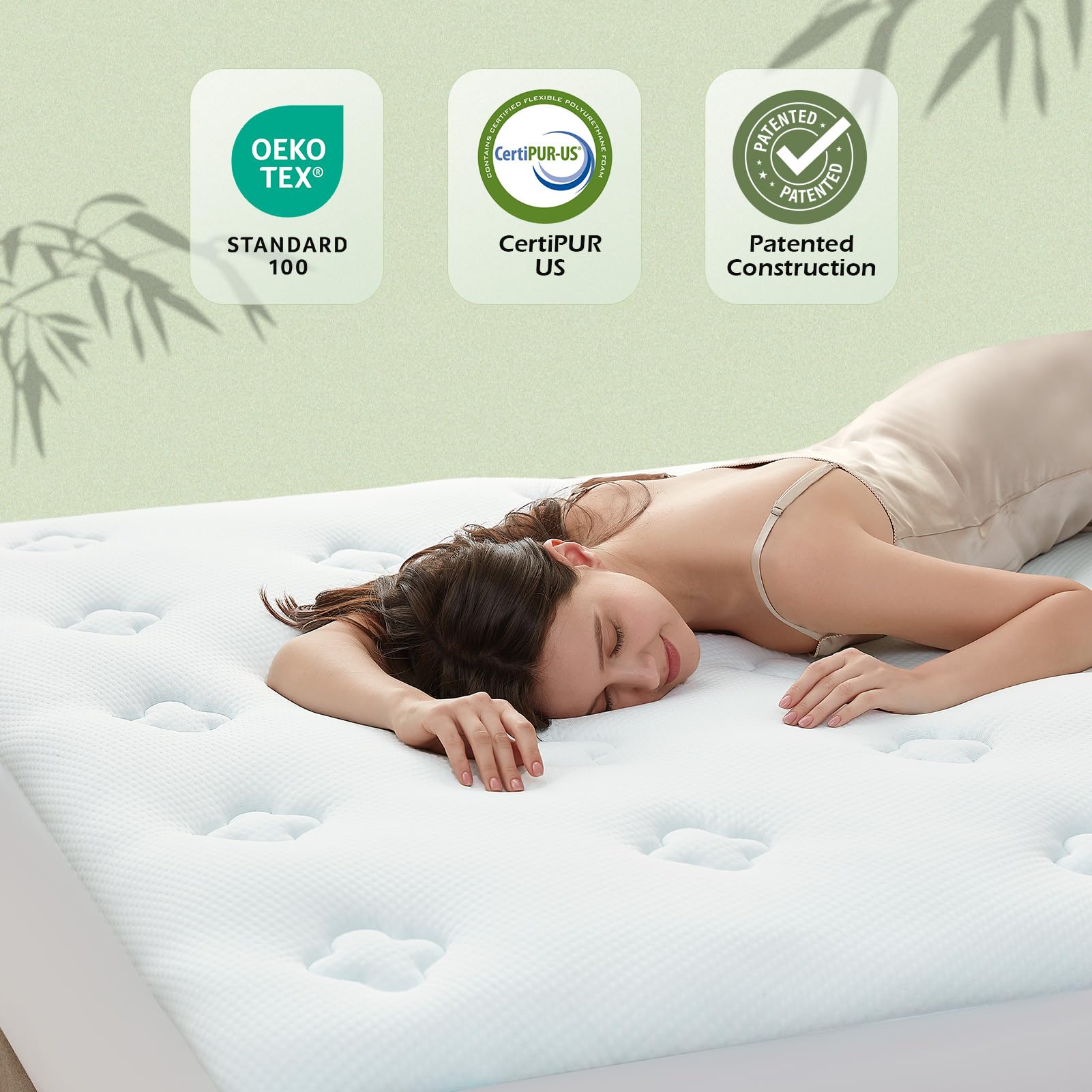 Hansleep expanded topper on mattress demonstrating added cushioning and support
