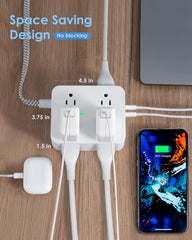 HANYCONY braided 6ft cord and flat right-angle plug for tight spaces