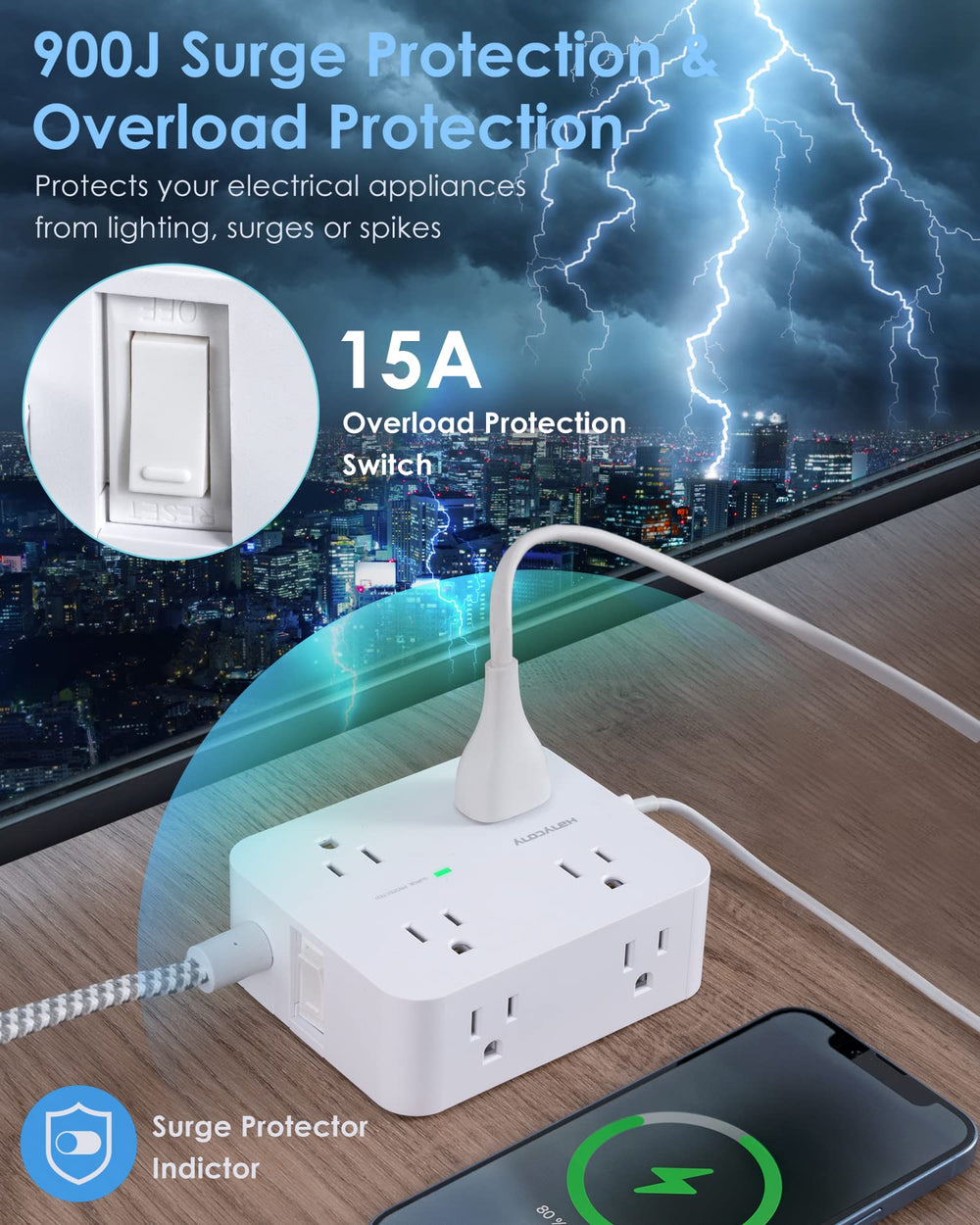 HANYCONY illuminated surge-protected indicator and power switch for safety