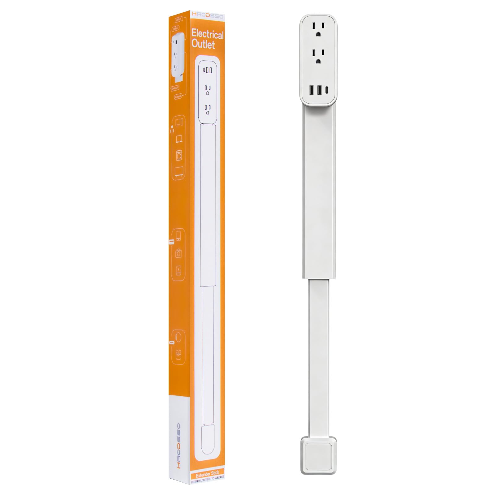 haodsso front view of outlet extender showing ports and compact benefit