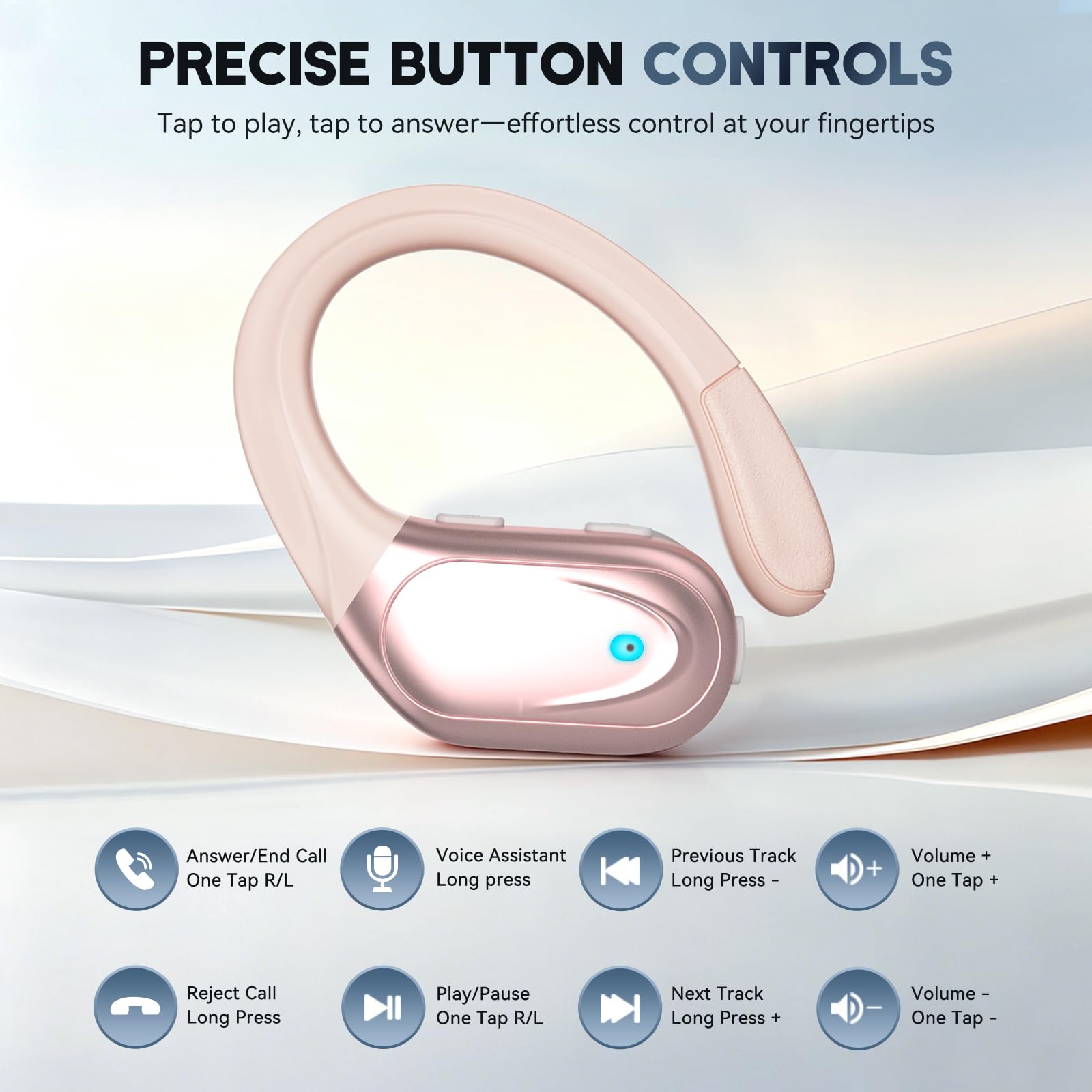 HAOYUYAN earbud splashing water demonstrating IPX7 protection for sweat and rain benefit