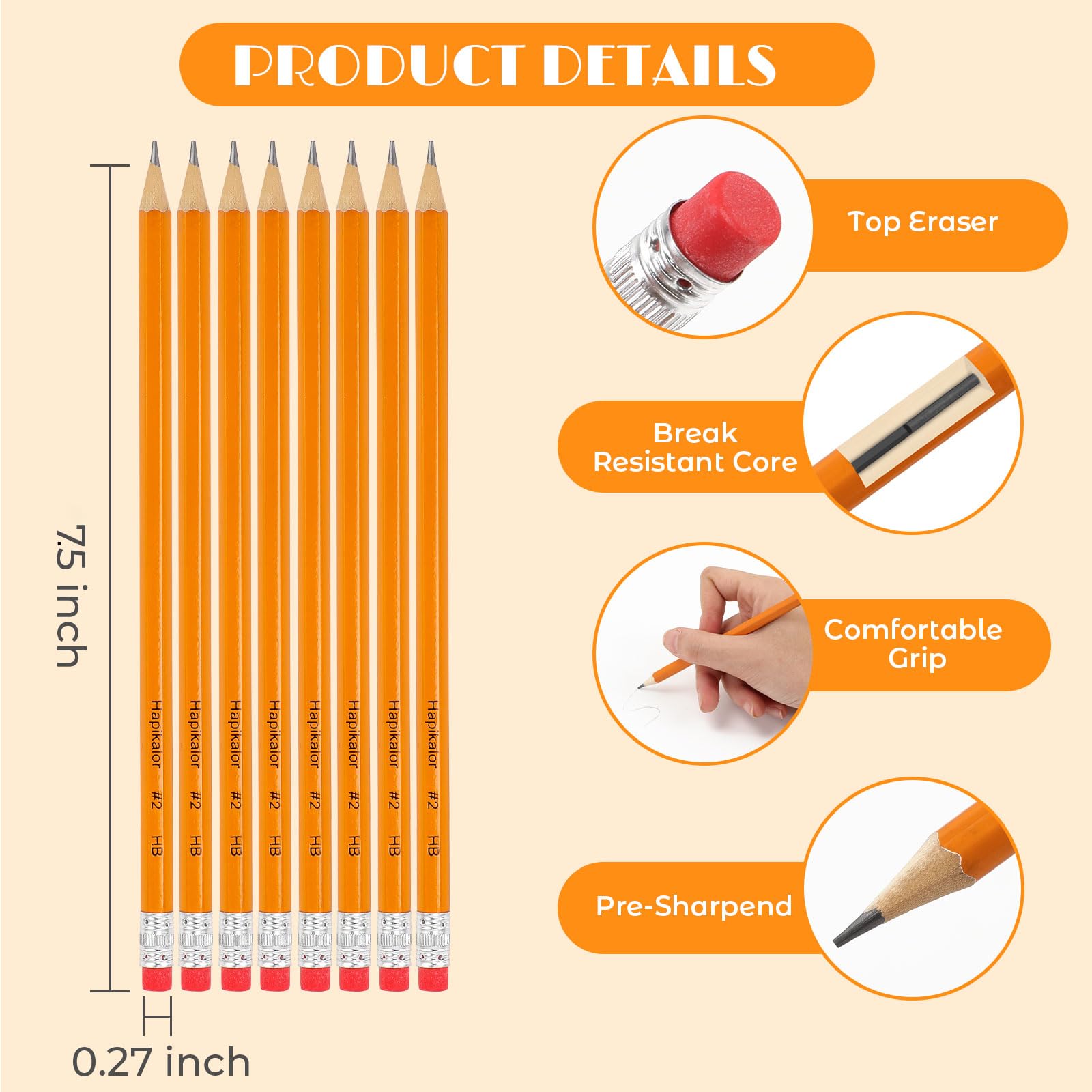 Hapikalor sharpened pencil tips highlighting ready-to-use convenience