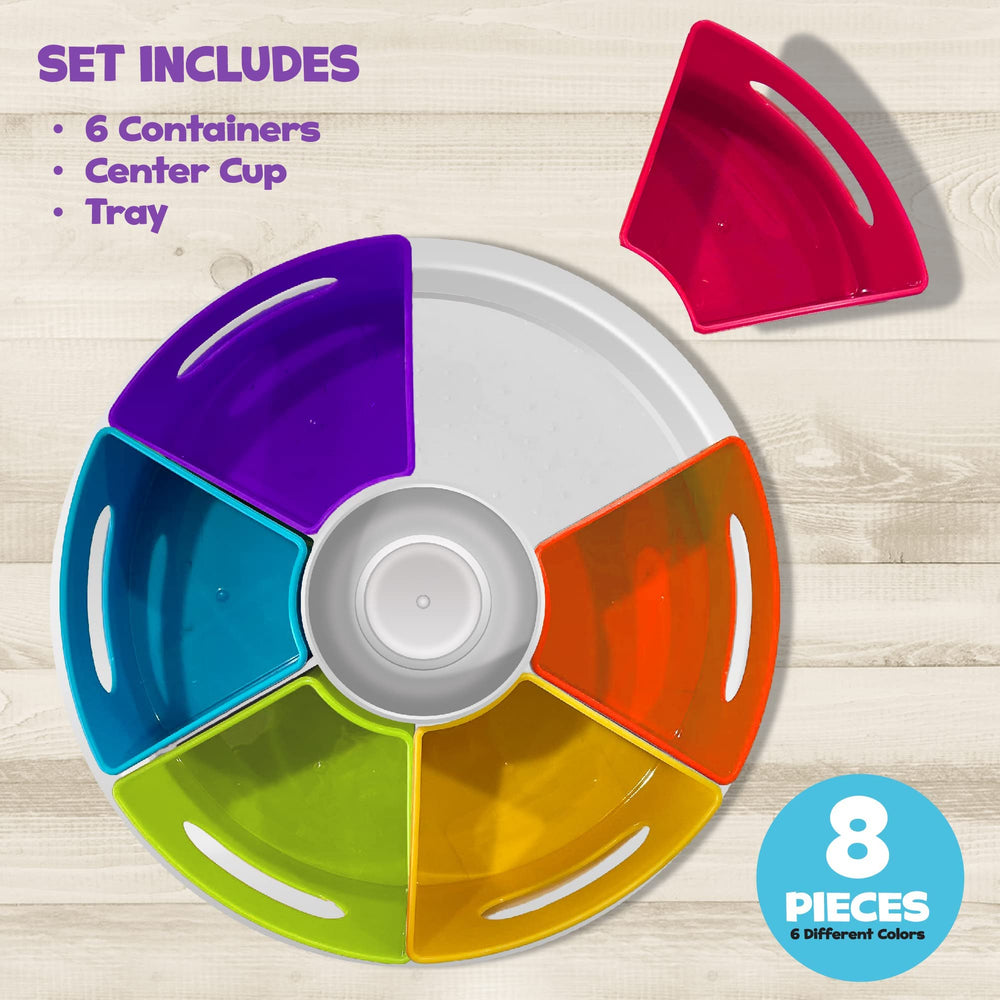 Hapinest six colorful cups seen from above showing separated supplies for quick selection