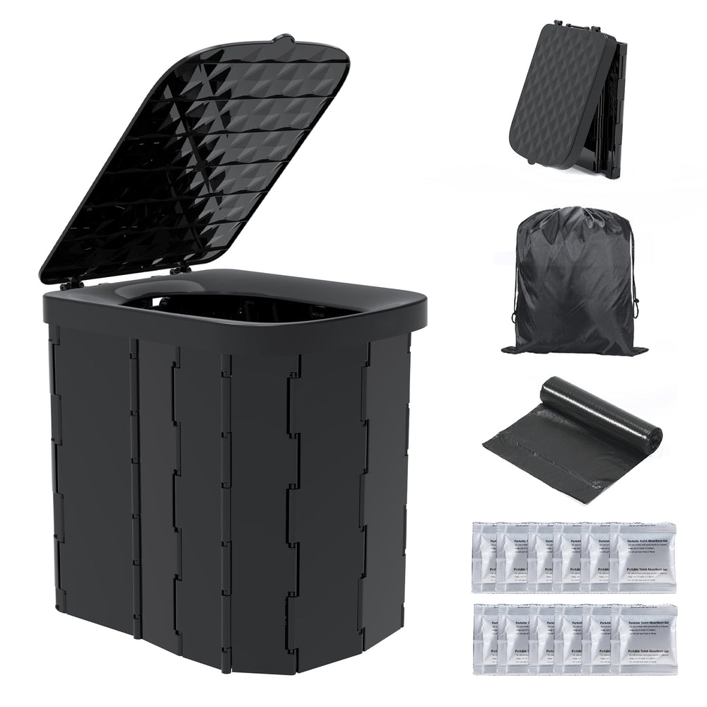 Hapoon portable toilet front view showing sturdy design and comfortable seat