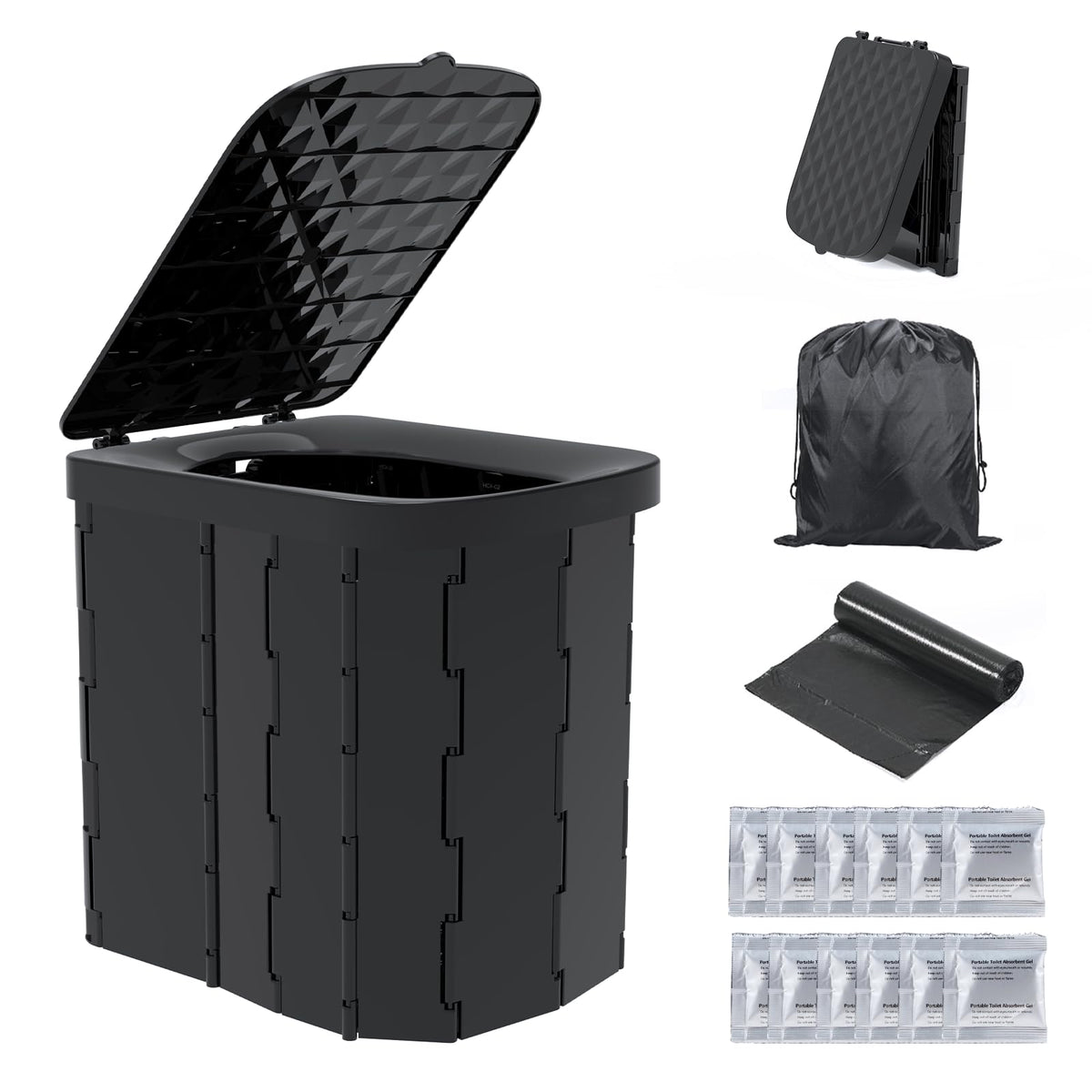 Hapoon portable toilet front view showing sturdy design and comfortable seat