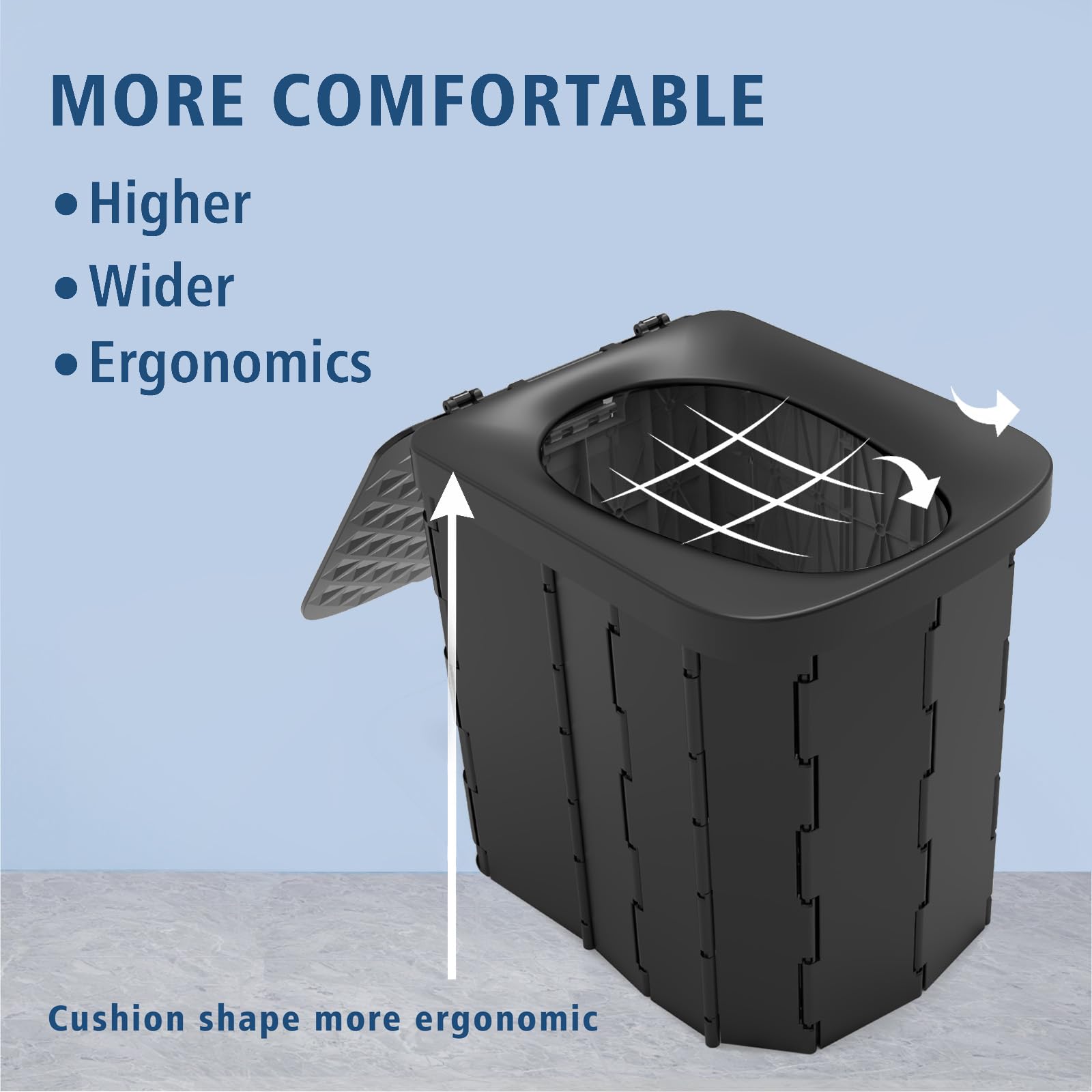 Hapoon close-up of extra-large seat for improved comfort and stability