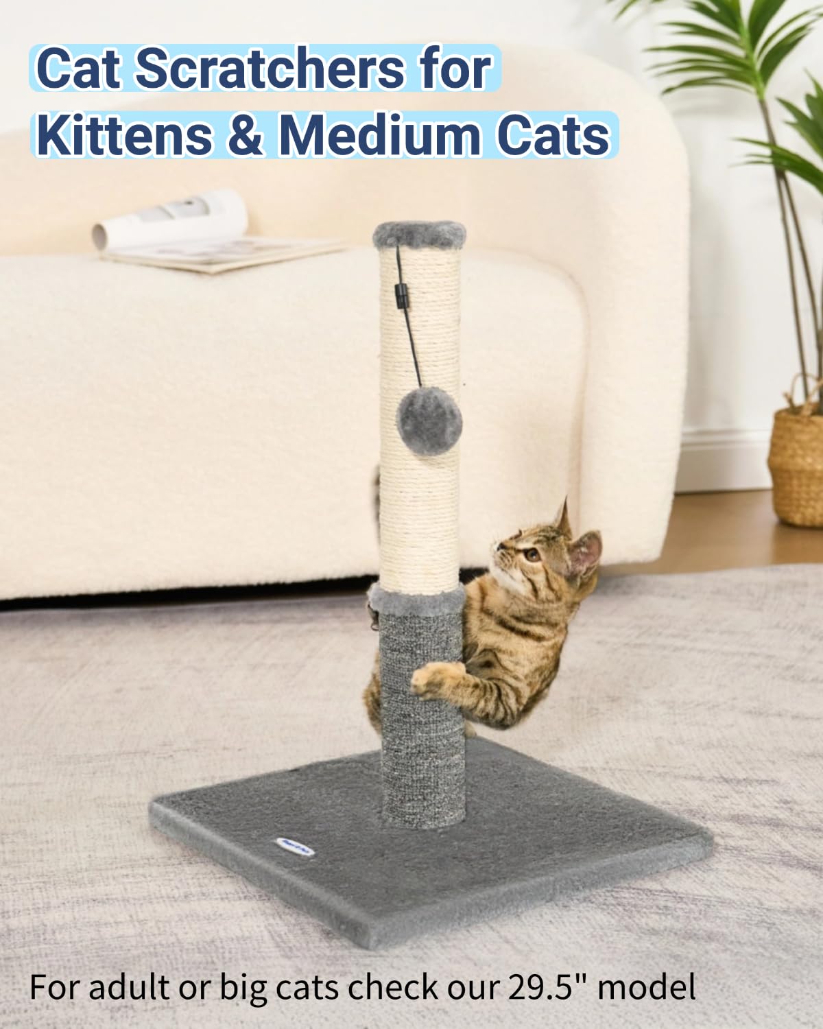 Happi N Pets cat using the post demonstrating stretching and redirected scratching