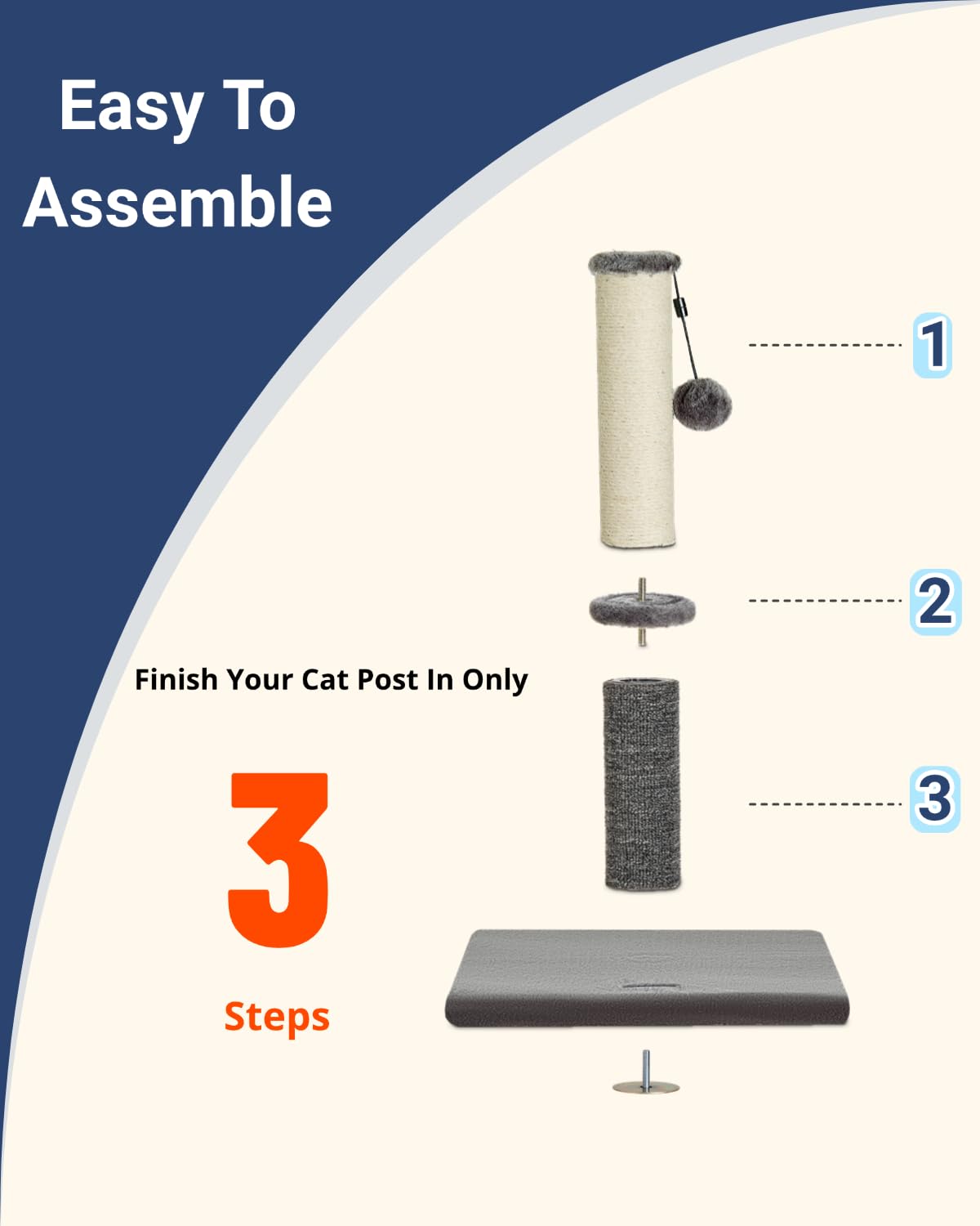 Happi N Pets unboxed parts laid out showing easy three-step assembly and included spare