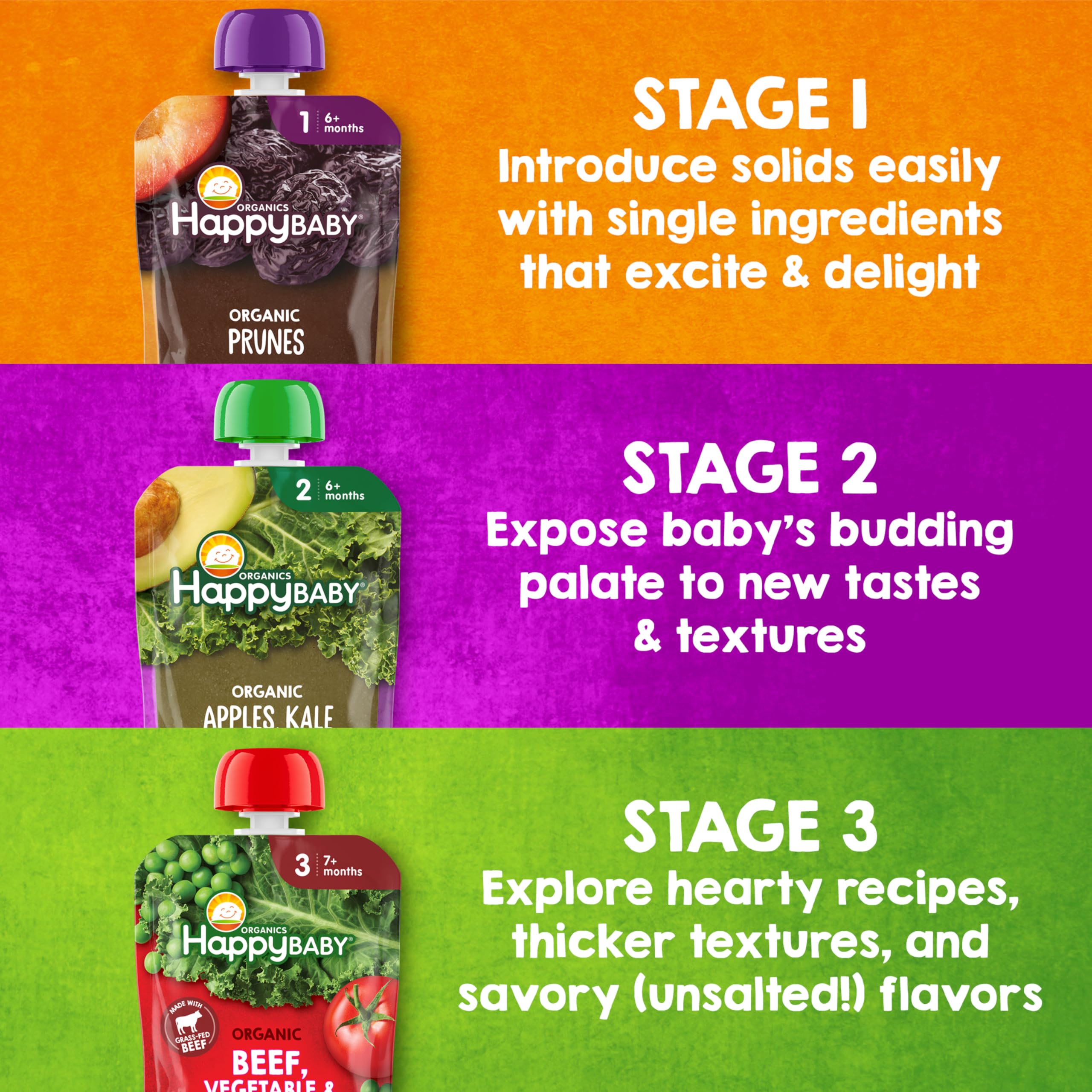 Happy Baby label showing USDA organic seal and ingredient transparency benefit