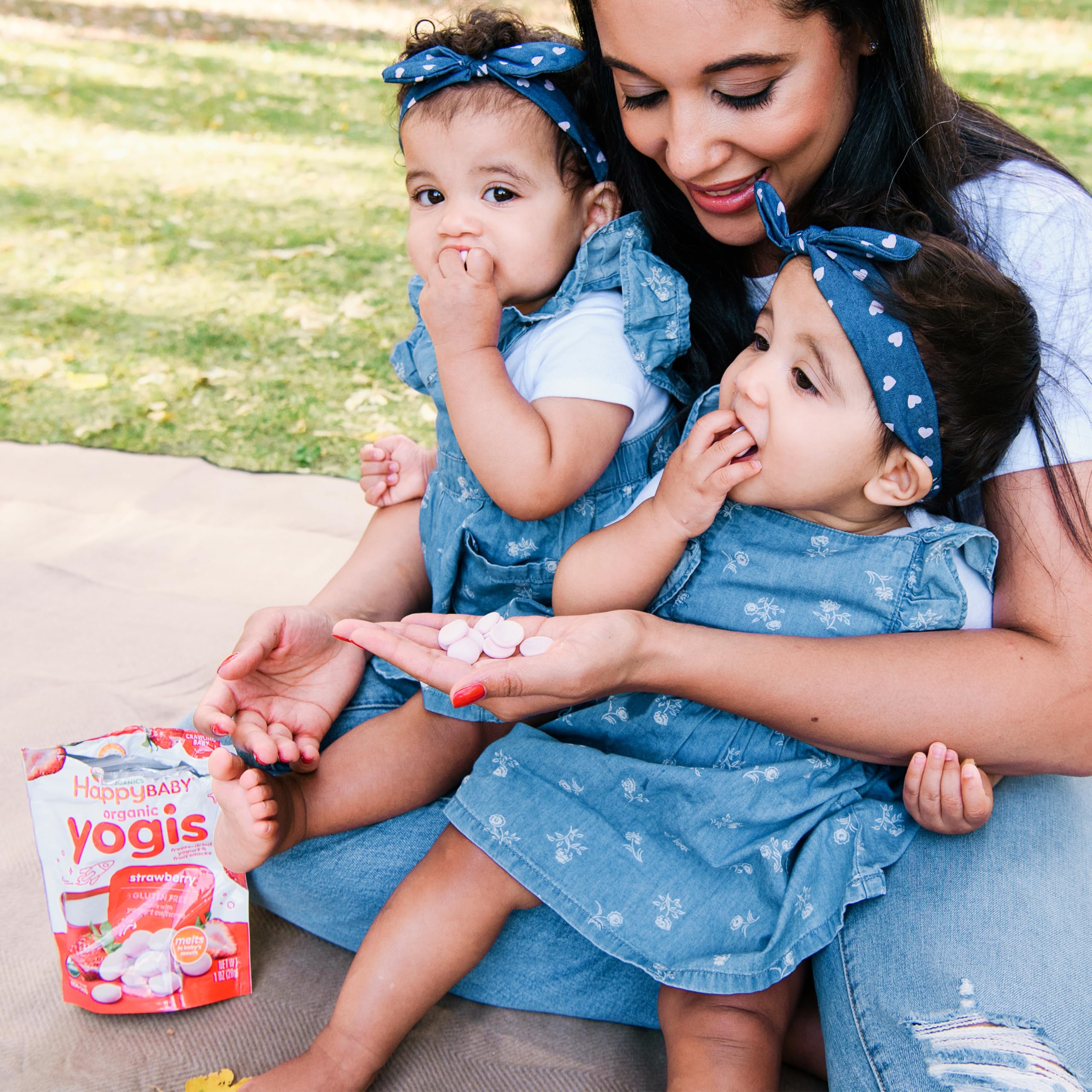 Happy Baby Yogis next to a toy for clear size comparison