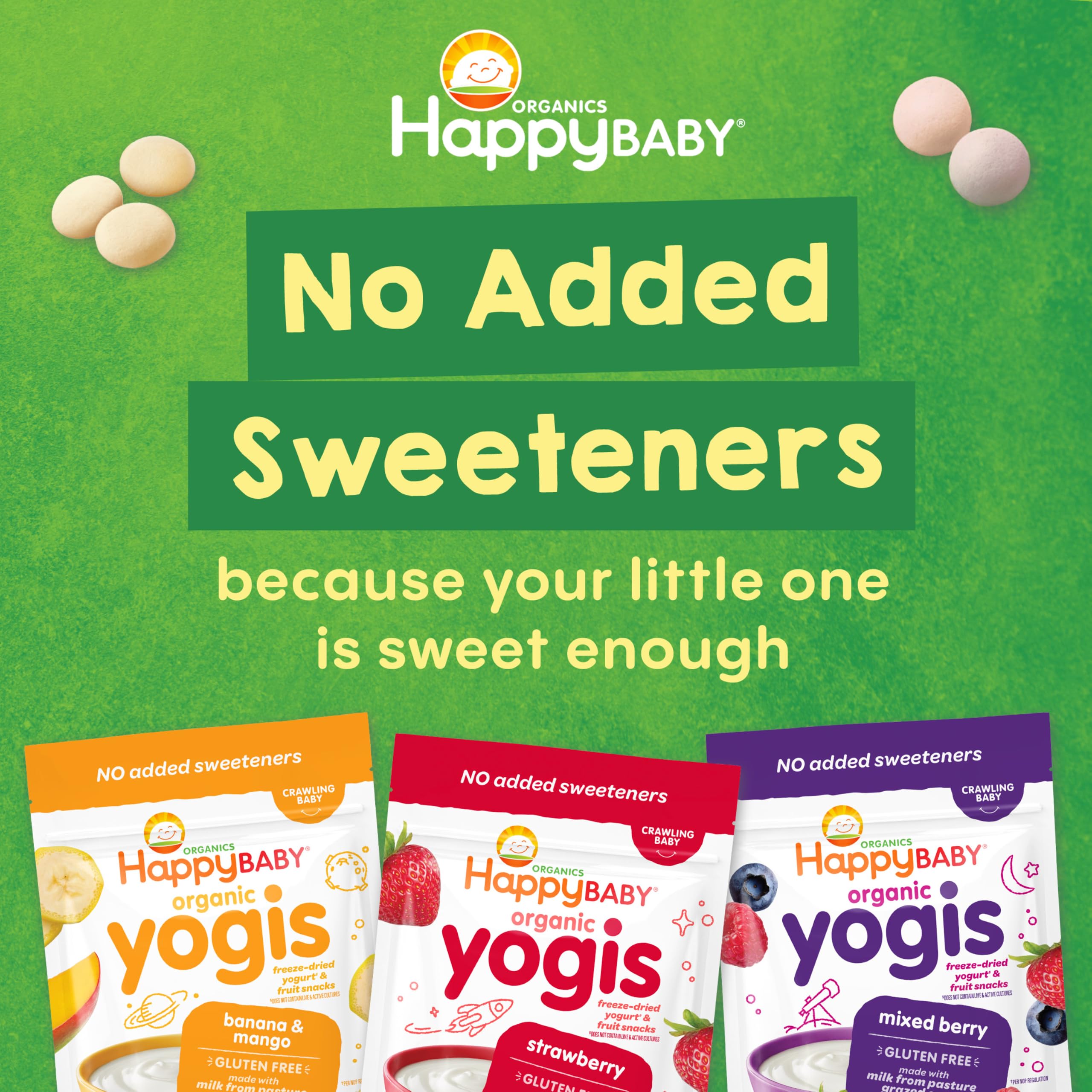 Happy Baby Yogis serving on a hand illustrating toddler portion size