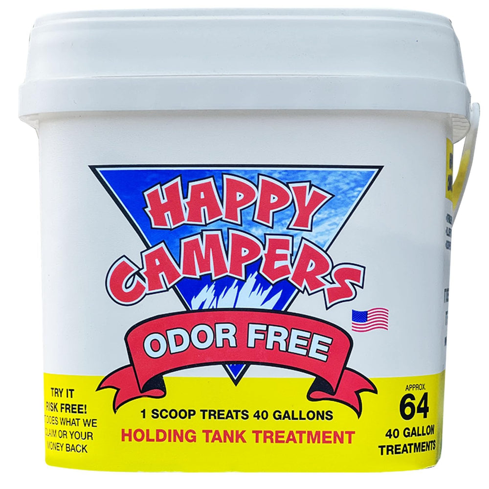 Happy Campers front label showing product name and benefits for odor control
