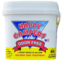 Happy Campers front label showing product name and benefits for odor control