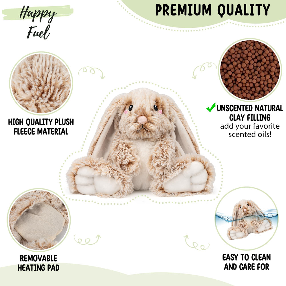Happy Fuel removable inner heating pad with natural clay beads for safe warmth