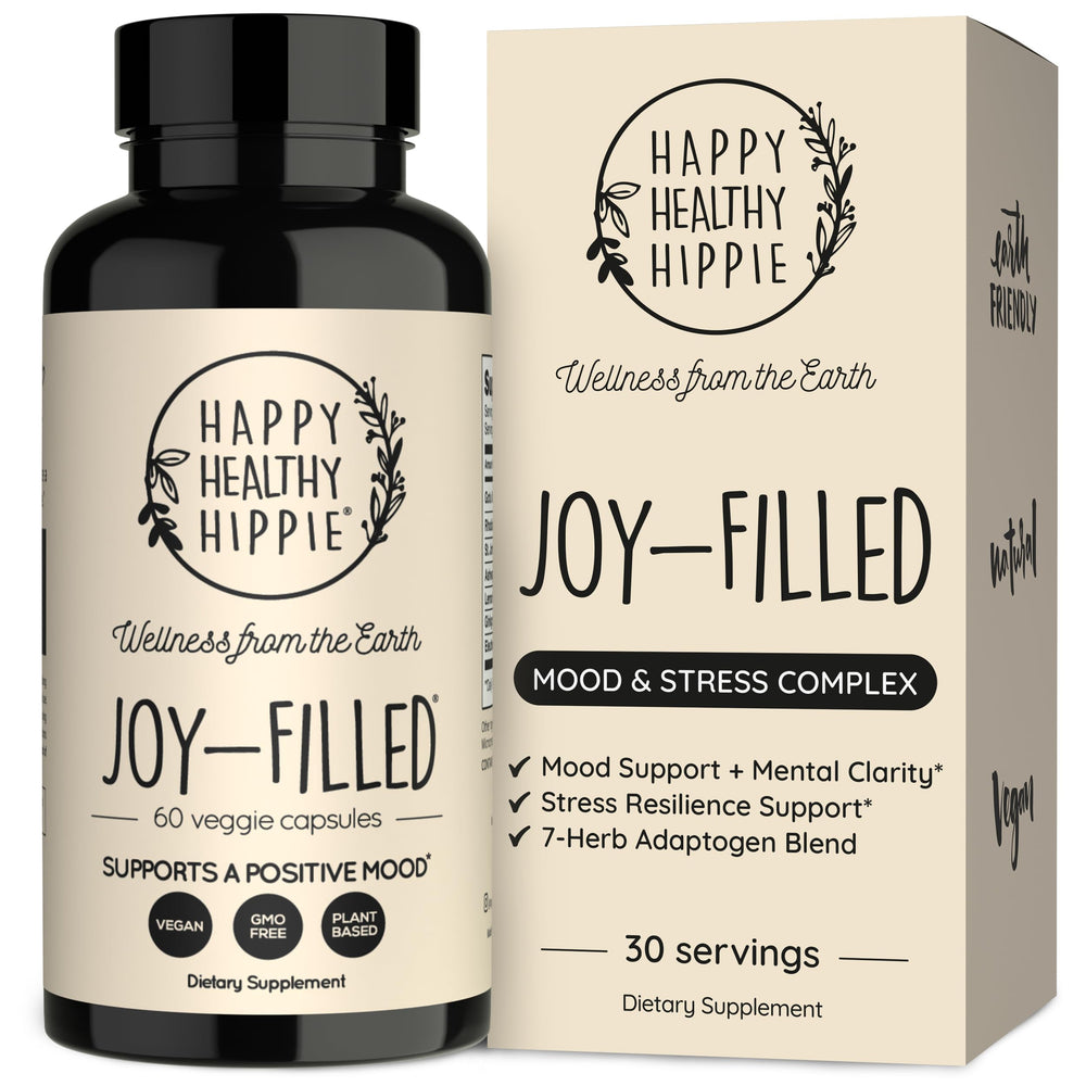 Happy Healthy Hippie bottle front view showing product identity and convenience