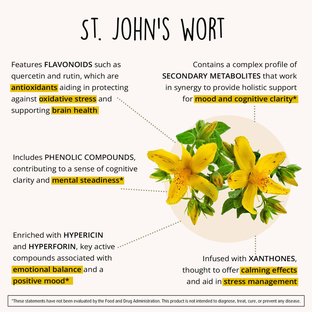 Happy Healthy Hippie herbs composition graphic showing blended botanicals benefit