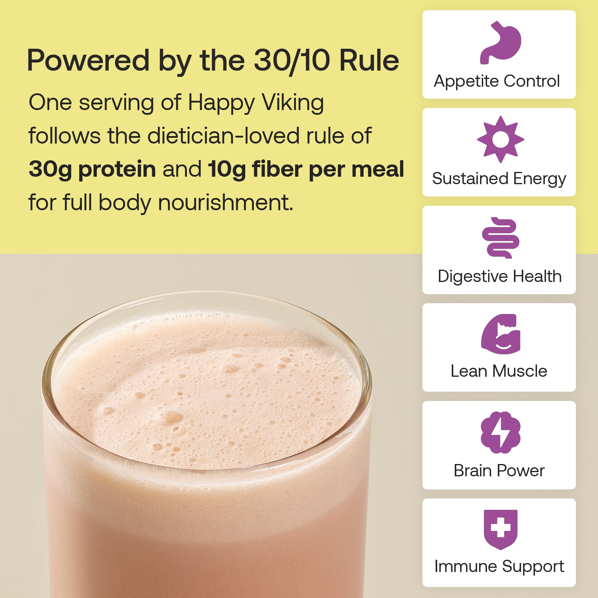 Nutrition label of Happy Viking chocolate protein showcasing ingredient transparency