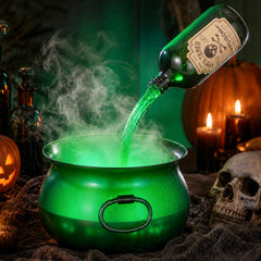 HAPPYCLUB front view translucent cauldron showing glowing green effect and ambience