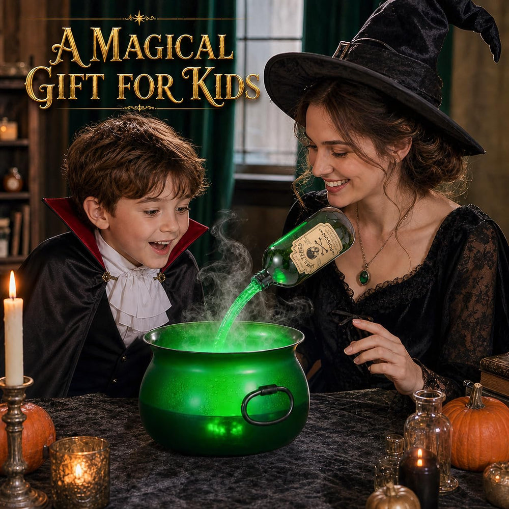 HAPPYCLUB side profile showing 9-inch translucent cauldron for clear size reference