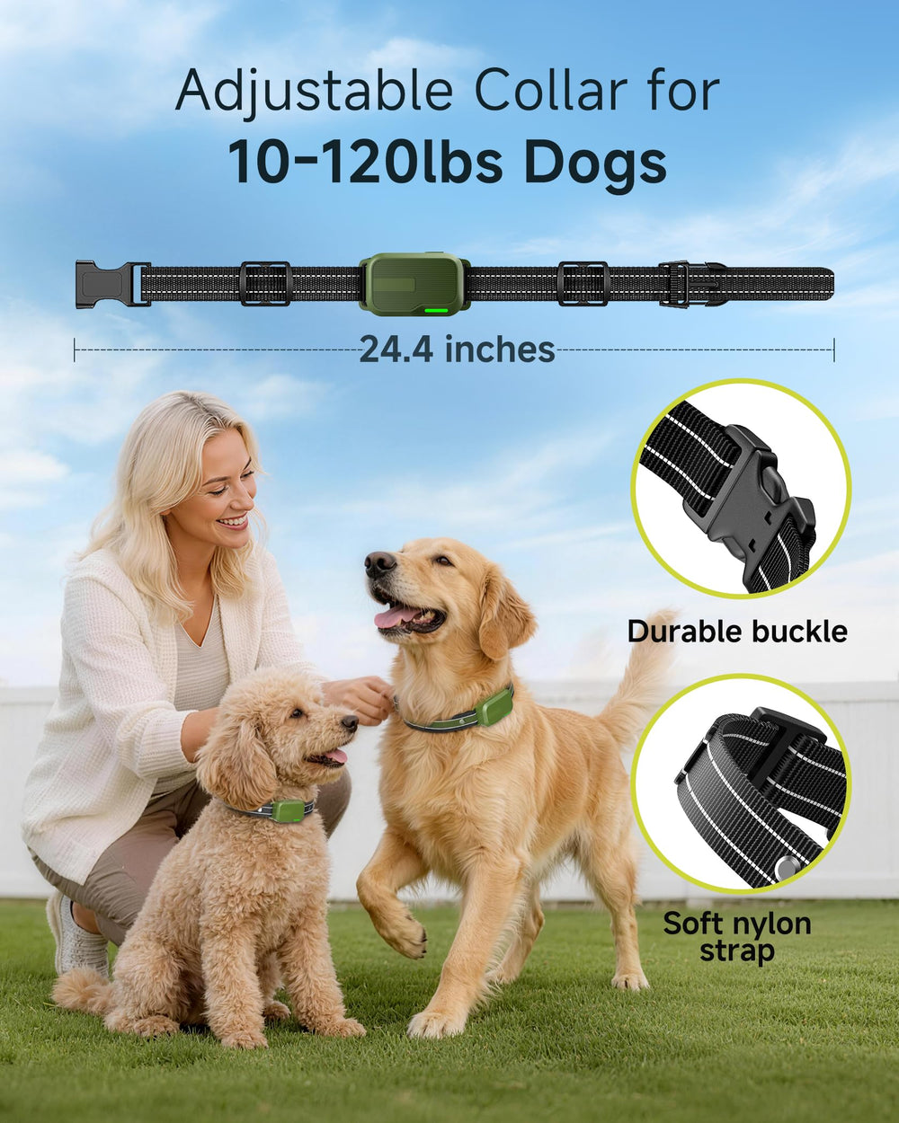 HapTop collar in puddle highlighting IPX8 waterproof protection for outdoor use