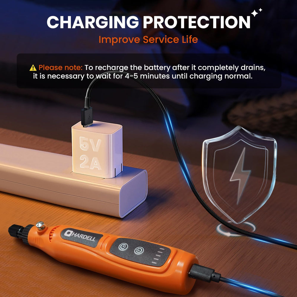 HARDELL Type-C plug inserted for fast charging and uninterrupted creativity