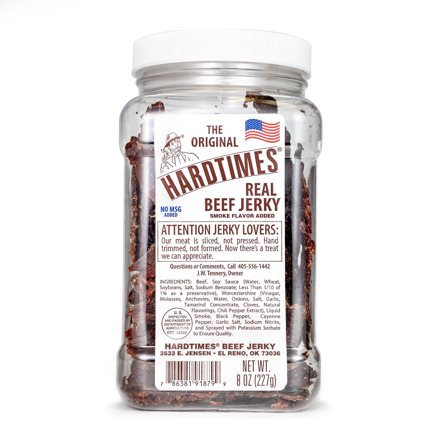 Hardtimes front jar showing branding and 8 oz size, ready-to-eat benefit