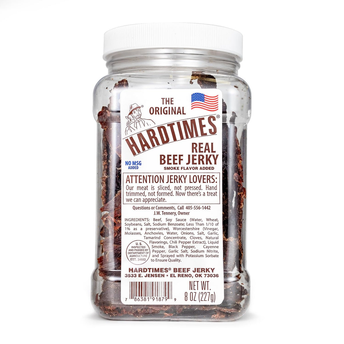 Hardtimes front jar showing branding and 8 oz size, ready-to-eat benefit
