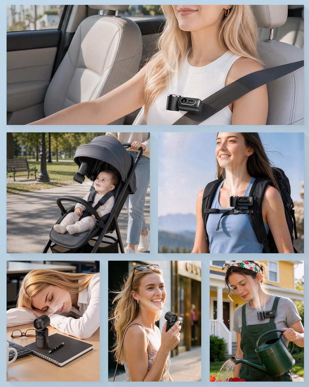 hargimix clip attached to stroller delivering hands-free breeze