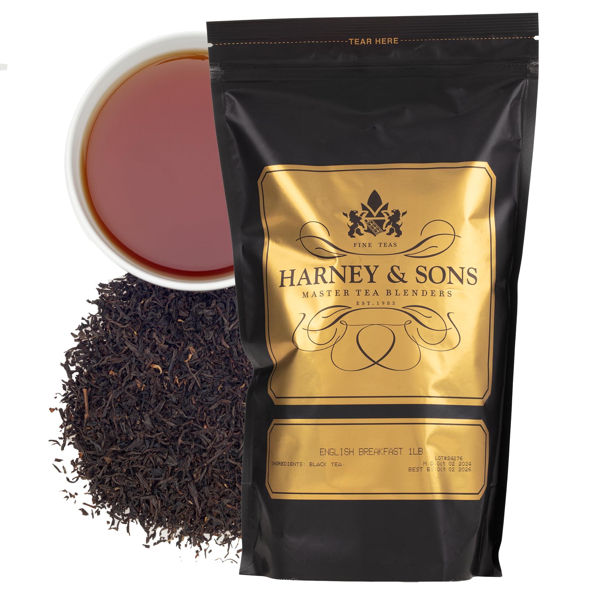 Harney & Sons front packaging showing 16 oz bag and clear labeling, highlights quantity benefit