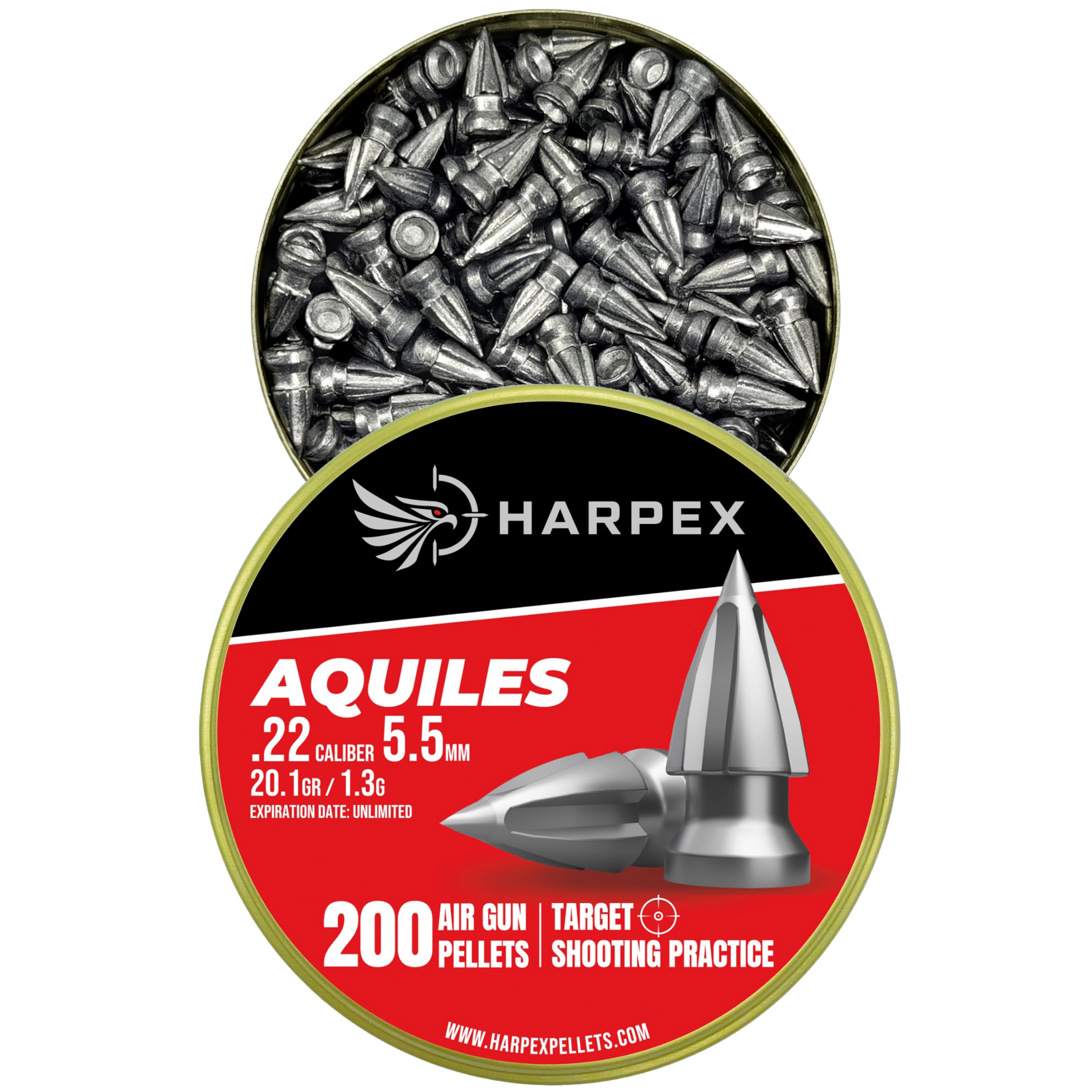 HARPEX close-up heap of pellets showing uniform skirts and consistent shape for accuracy