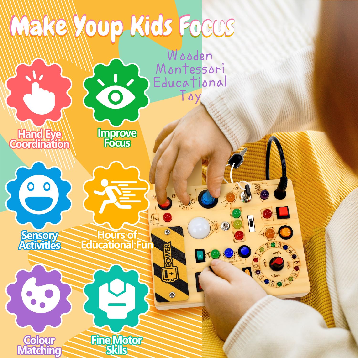 HarVow board held in toddler hand showing compact travel-friendly size