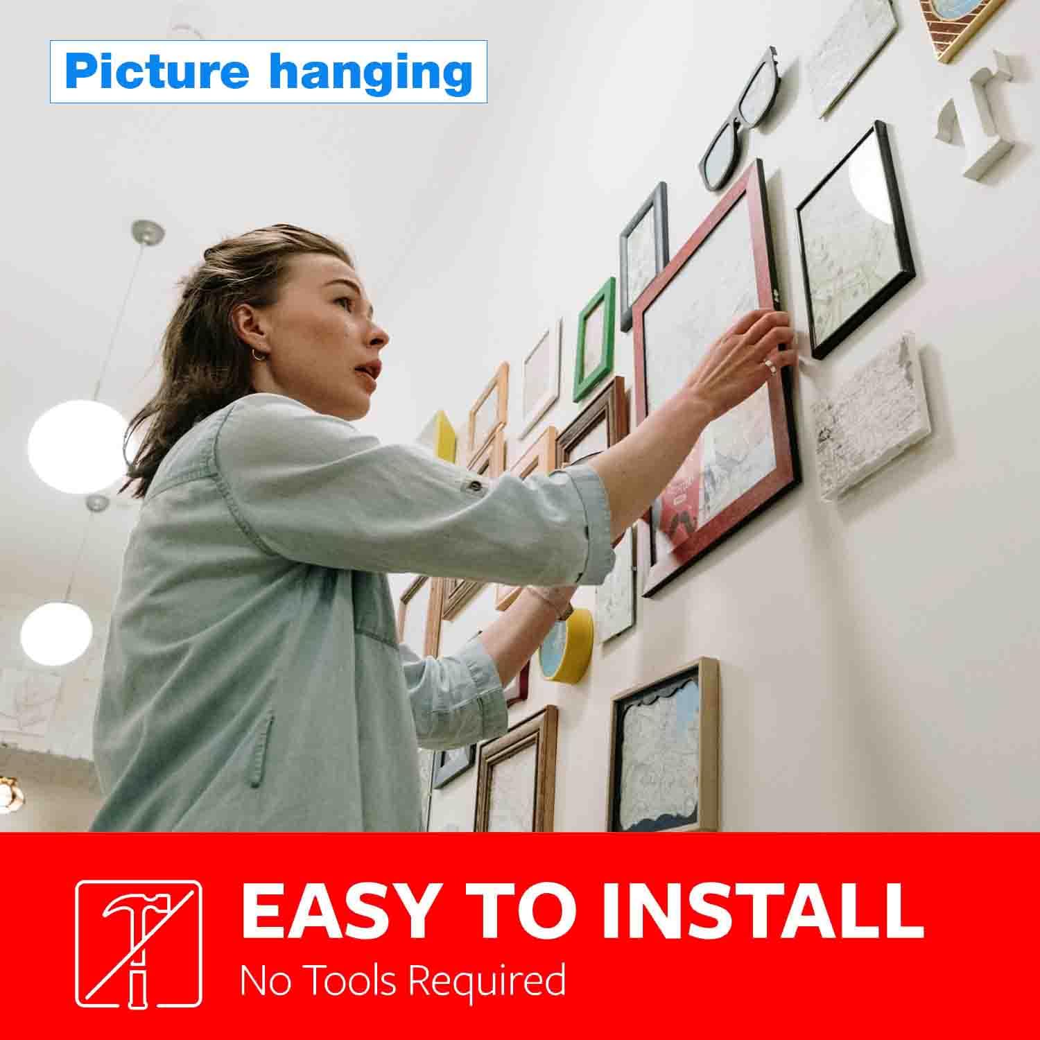 Hasaky 3M tape applied to picture frame for invisible mounting and neat finish benefit