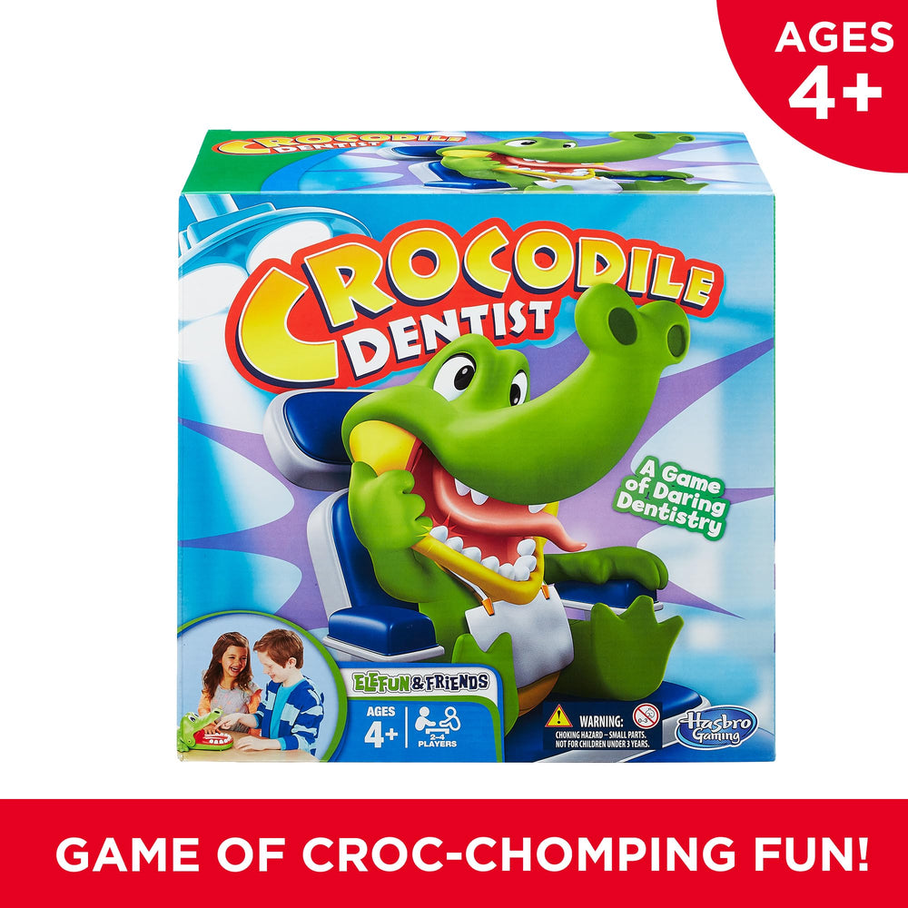 Hasbro Crocodile Dentist retail box packaging highlighting Amazon exclusive