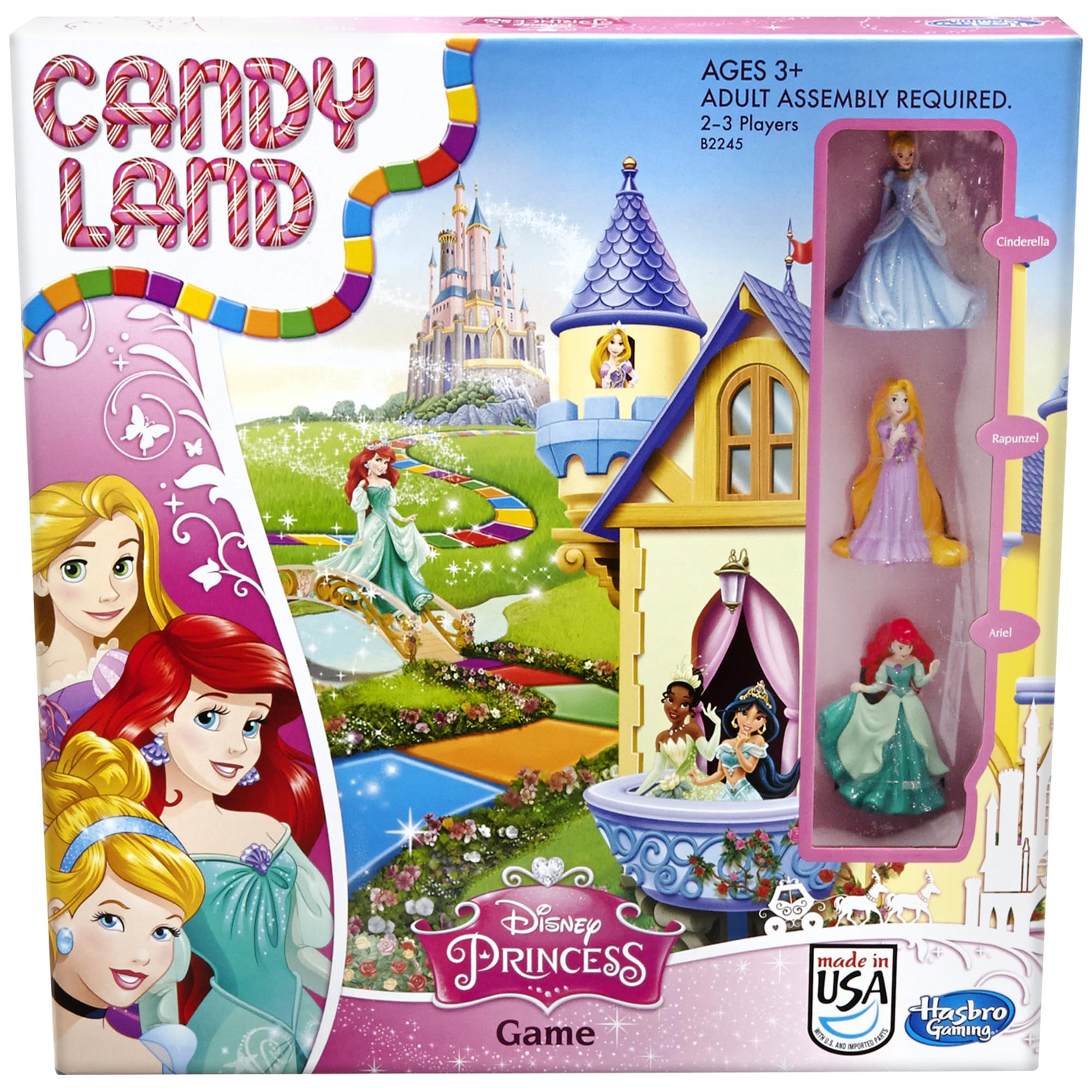 Hasbro Gaming front box showing Disney Princess Candy Land, bright gift-ready packaging