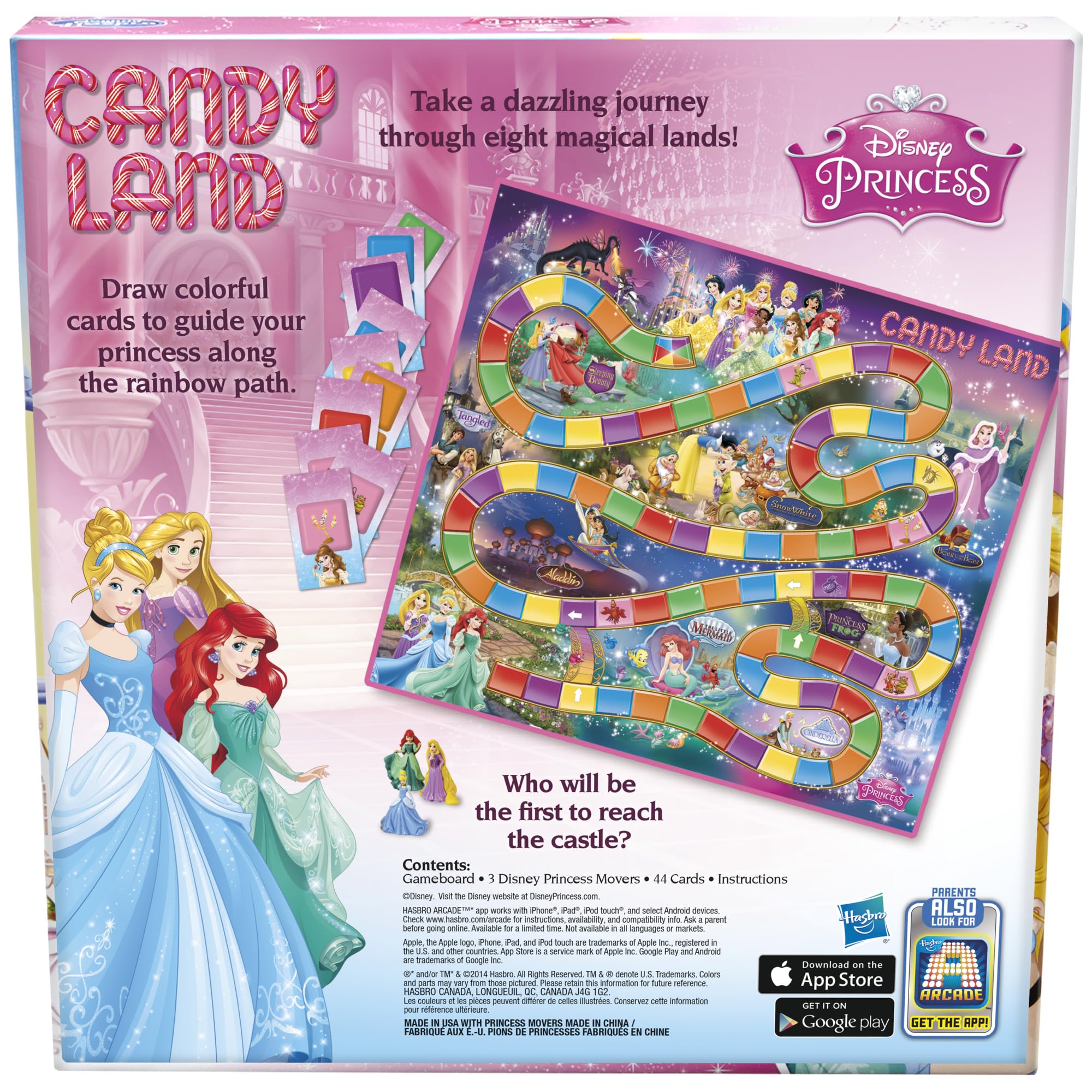 Hasbro Gaming colorful gameboard overview with Disney scenes, encourages imaginative play