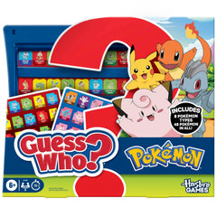 Hasbro front packaging showing Pokémon Guess Who? promoting portable play