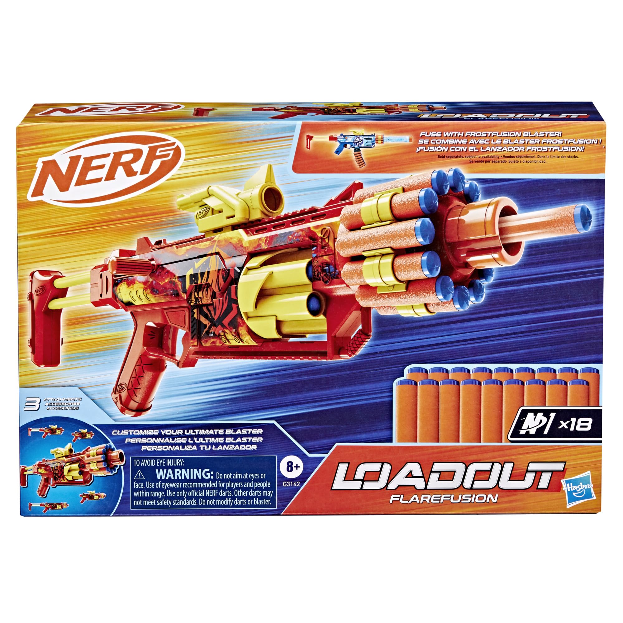 Hasbro Nerf FlareFusion attachments arranged to showcase modular customization benefits