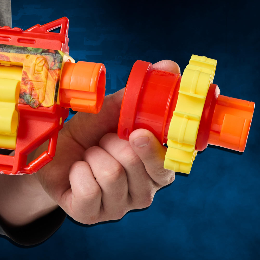 Hasbro Nerf FlareFusion stock mounted side view showing improved stability benefit