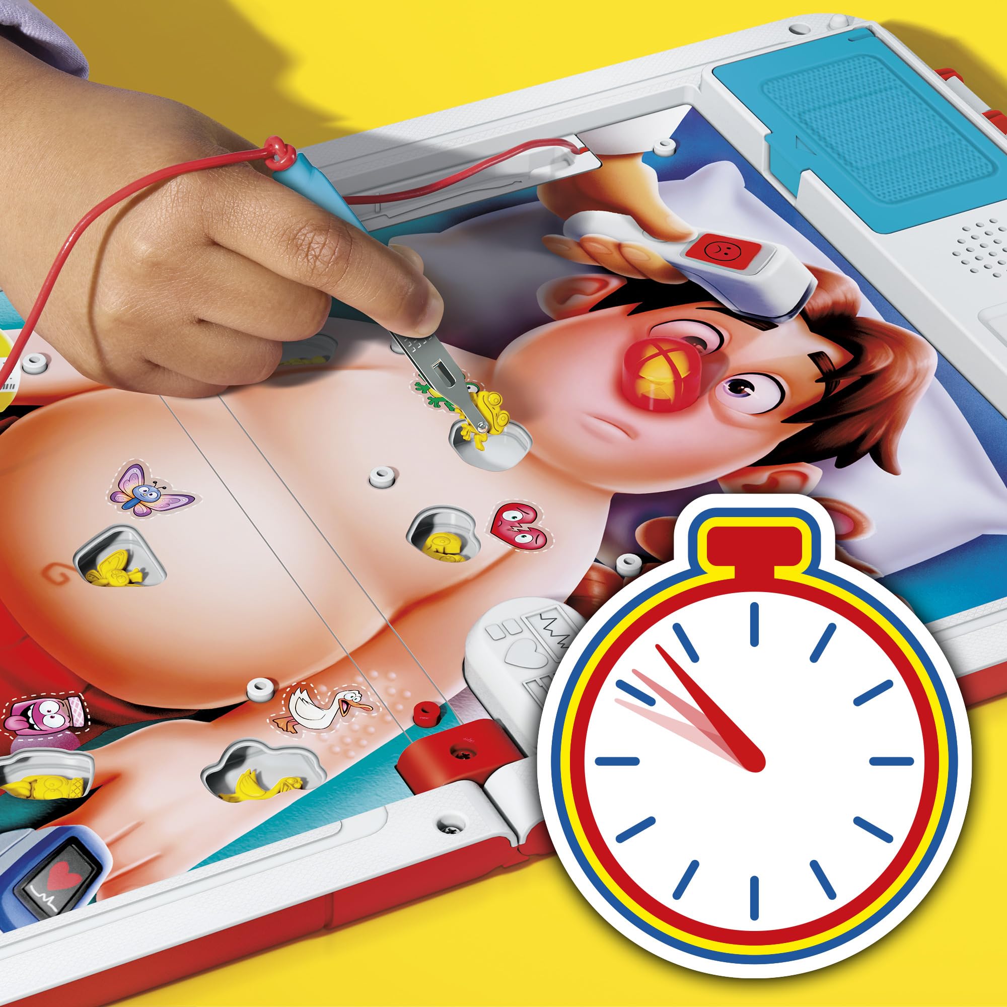 Hasbro Operation ailment pieces laid out highlighting larger, kid-friendly shapes and variety