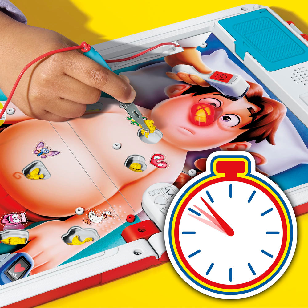 Hasbro Operation ailment pieces laid out highlighting larger, kid-friendly shapes and variety