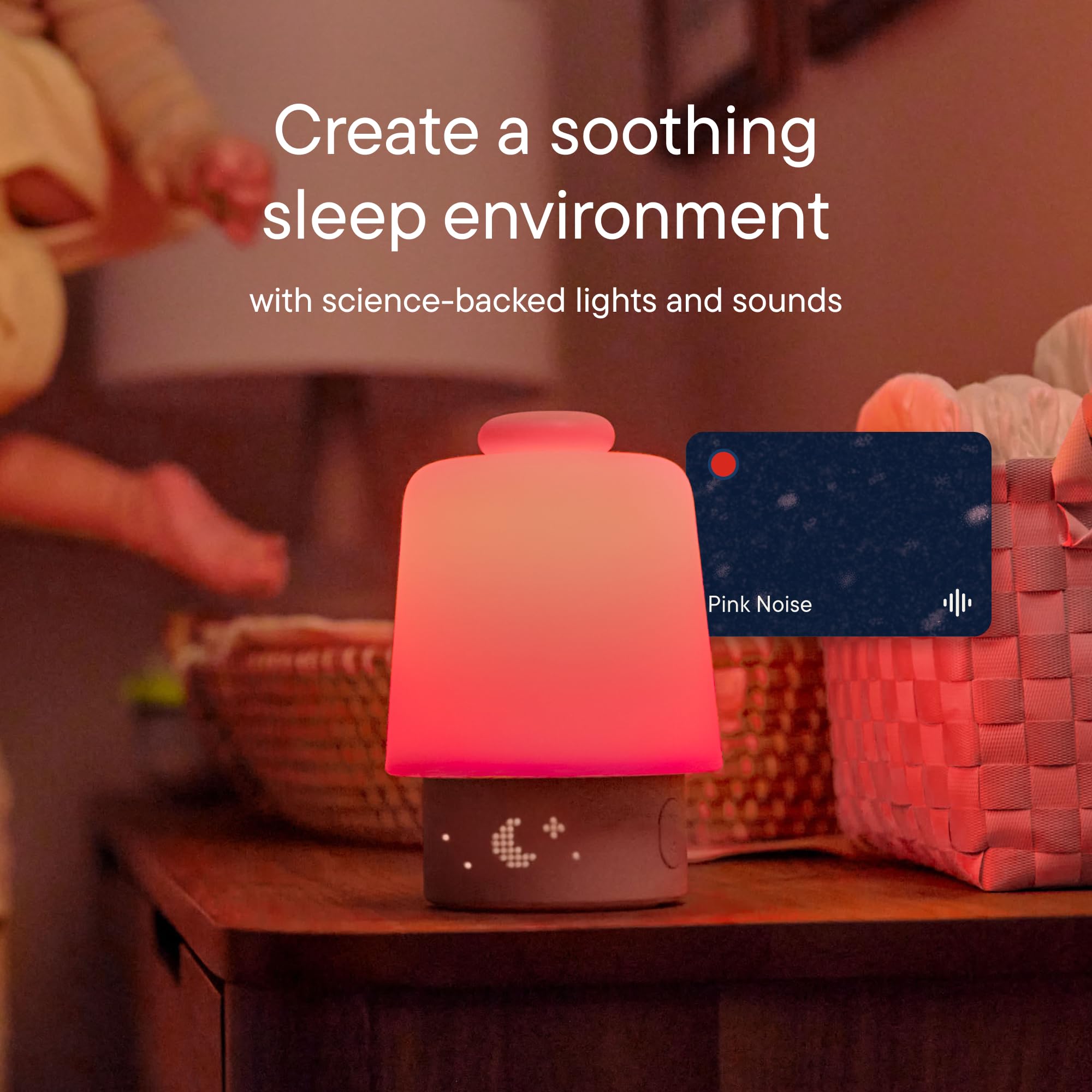 Hatch Baby soft light glowing to create calm nursery atmosphere