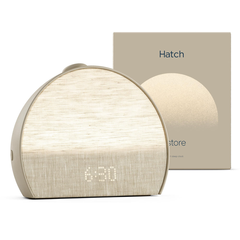 Hatch Baby Restore 3 front view showing clean greige finish and compact design