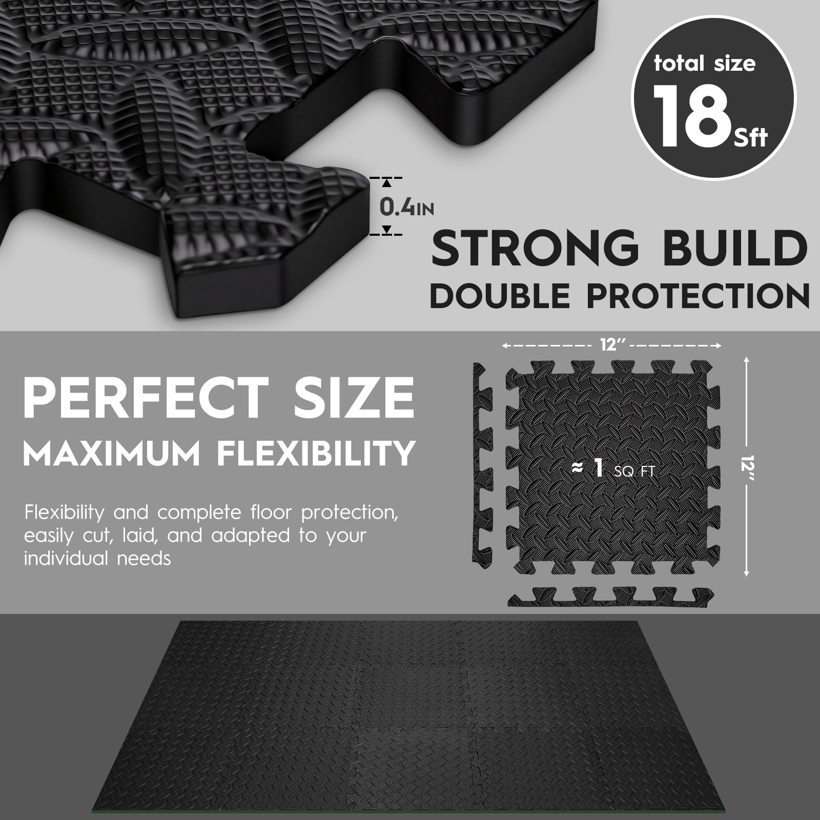 Haulcove tiles next to a ruler displaying dimensions and compact footprint benefit